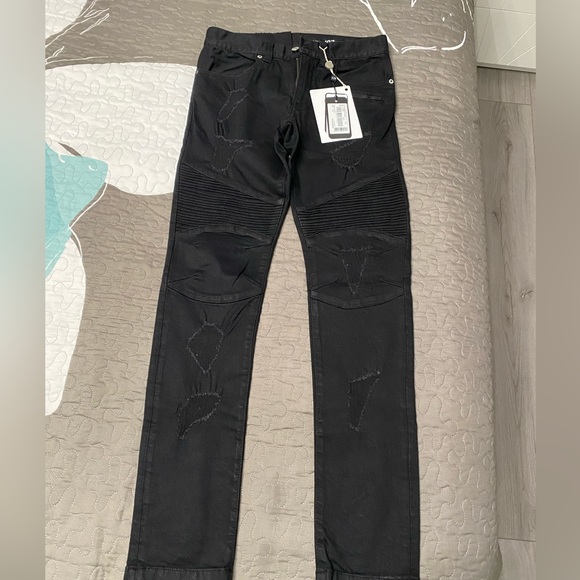 Men’s  Armani Exchange SKINNY BIKER STRETCH COTTON DENIM JEANS, size 28, black - Picture 2 of 10